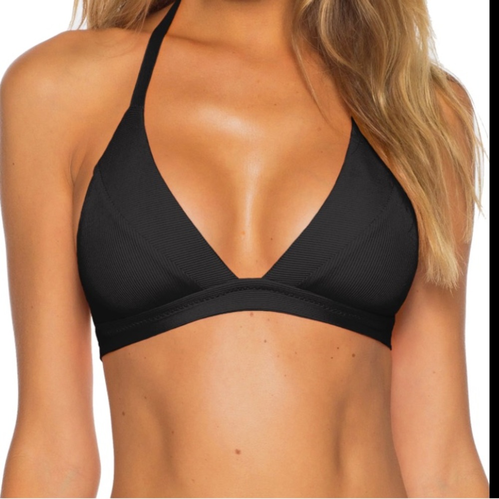 Becca Black Triangle Bikini Top | Simple String Bikini Top | Soft & Comfortable